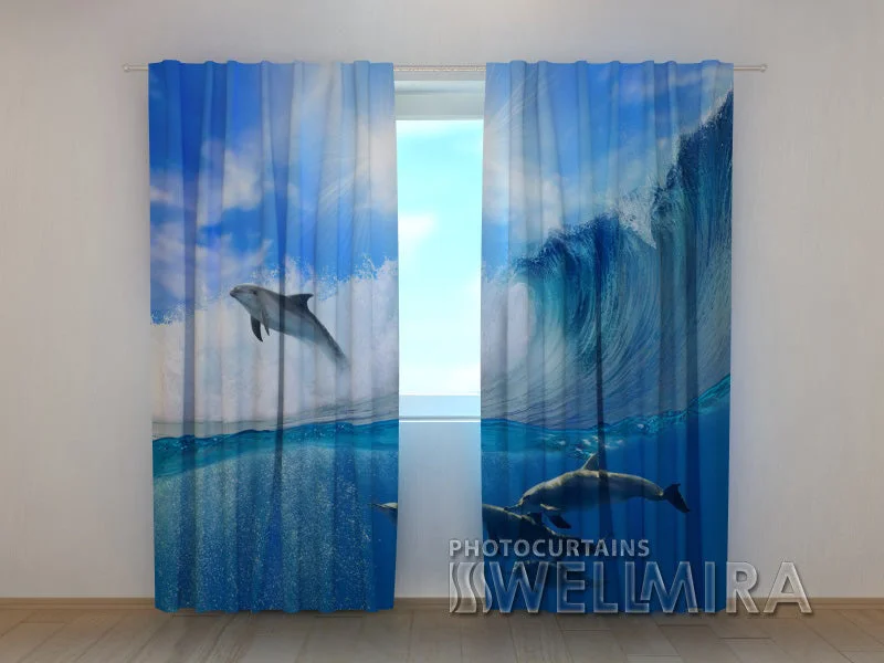 3D Curtain Dolphins