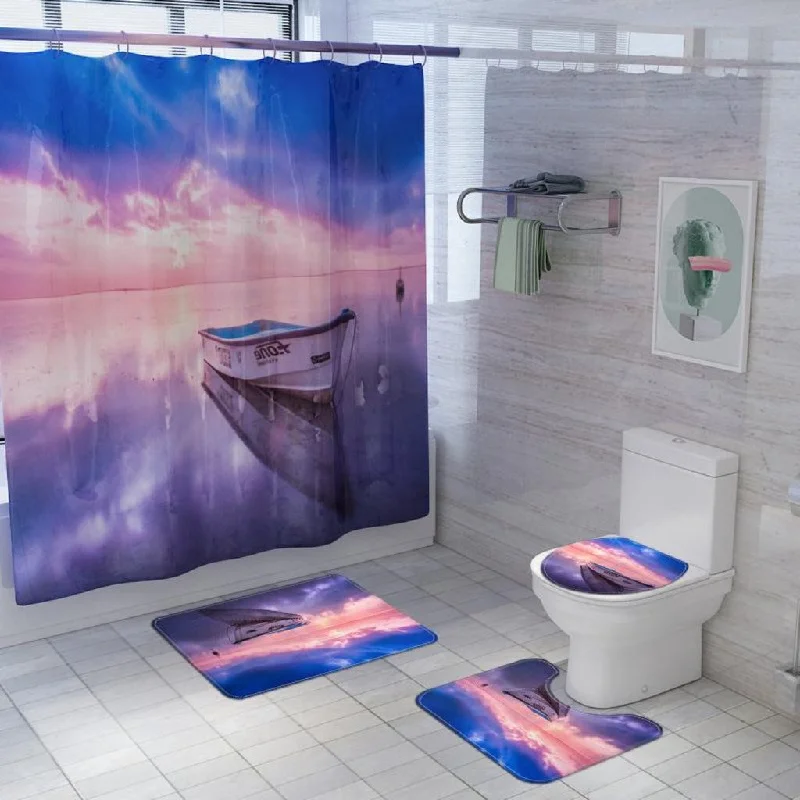 4 PCs Shower Curtain anti slip Mat (3760) set-SA-54