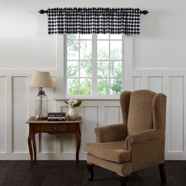 Annie Buffalo Check Black Lined Valance 72"