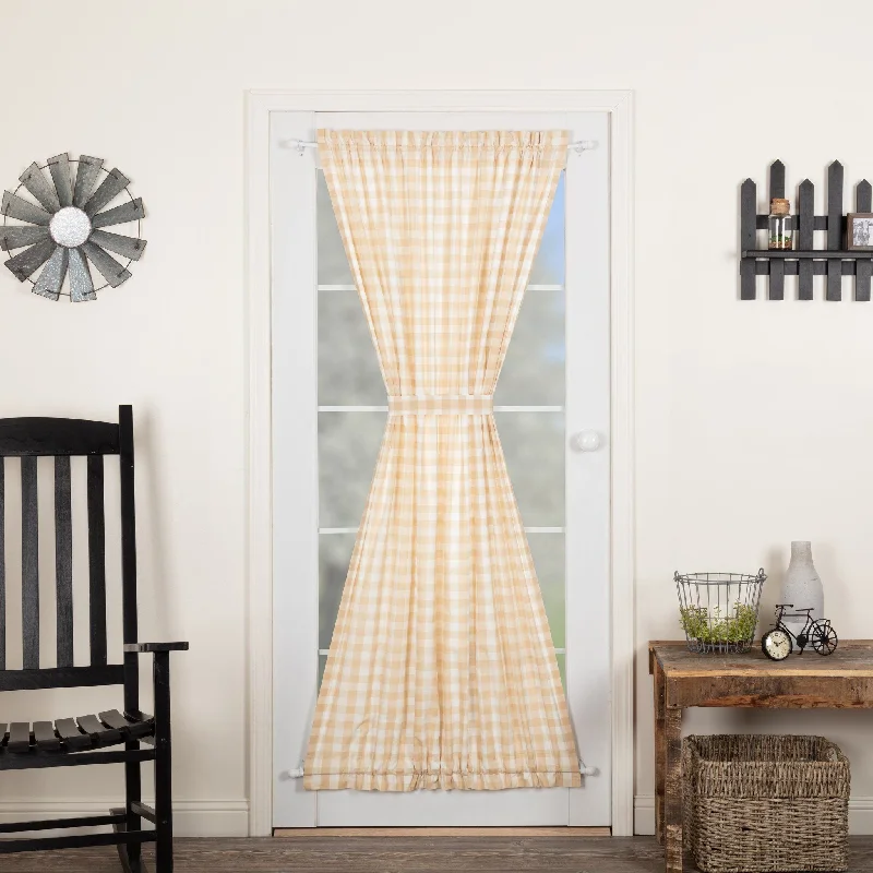 Annie Buffalo Check Tan Lined Door Panel Curtain 72"