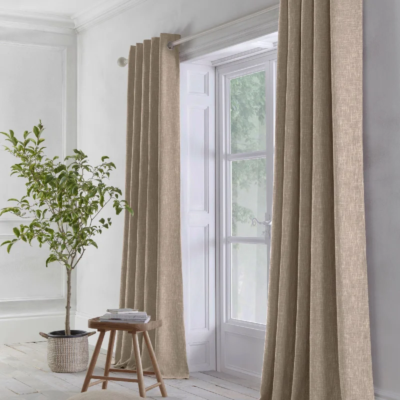 Boucle Pair of Eyelet Curtains by Appletree Loft in Linen