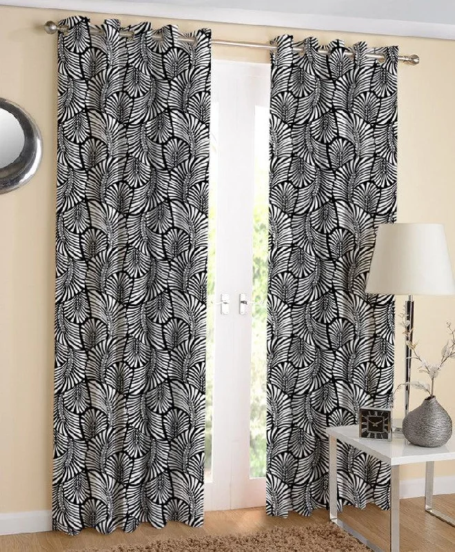 Cotton Black Zebra 7ft Door Curtains Pack Of 2