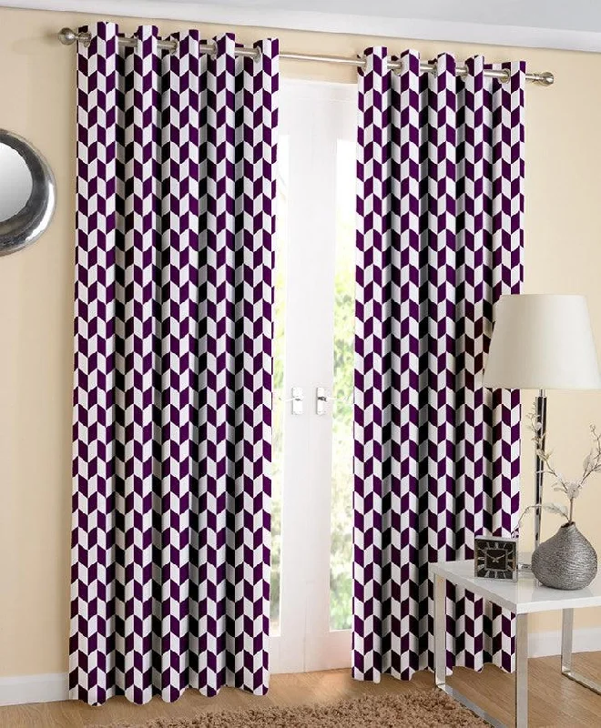 Cotton Classic Diamond Purple 7ft Door Curtains Pack Of 2