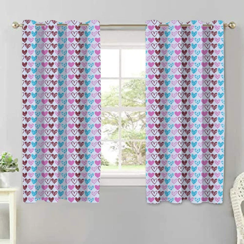 Cotton Metro Heart 5ft Window Curtains Pack Of 2