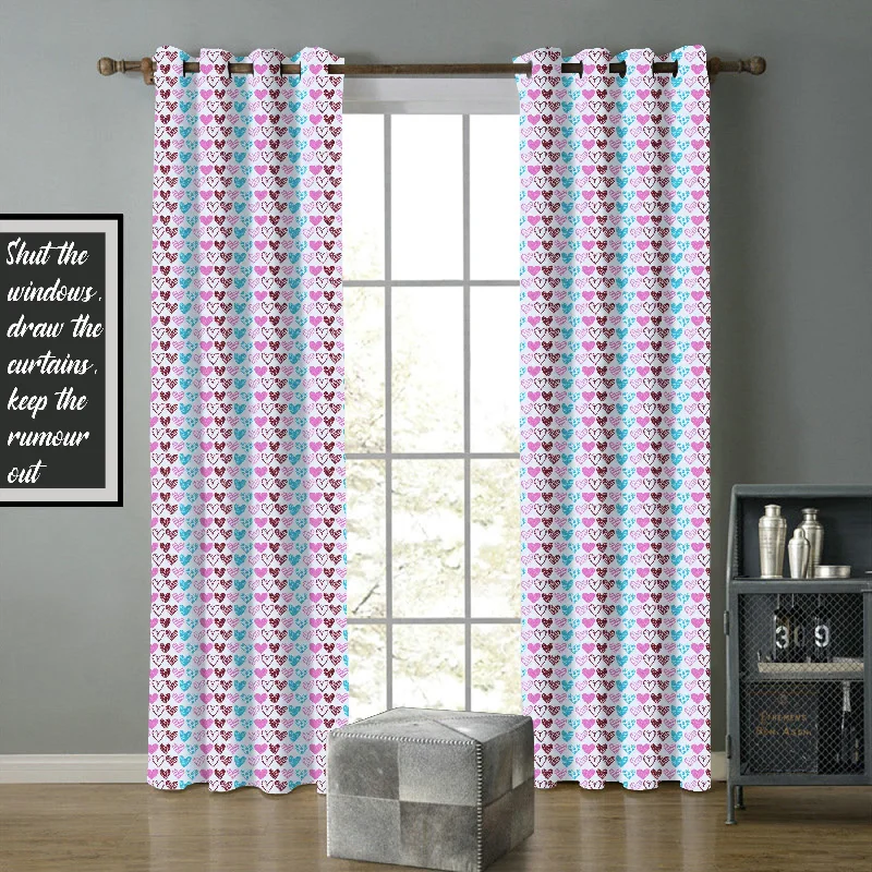 Cotton Metro Heart 7ft Door Curtains Pack Of 2