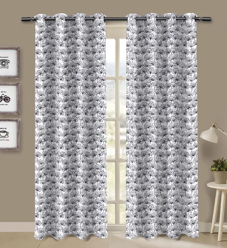 Cotton Single Leaf Black 7ft Door Curtains Pack Of 2