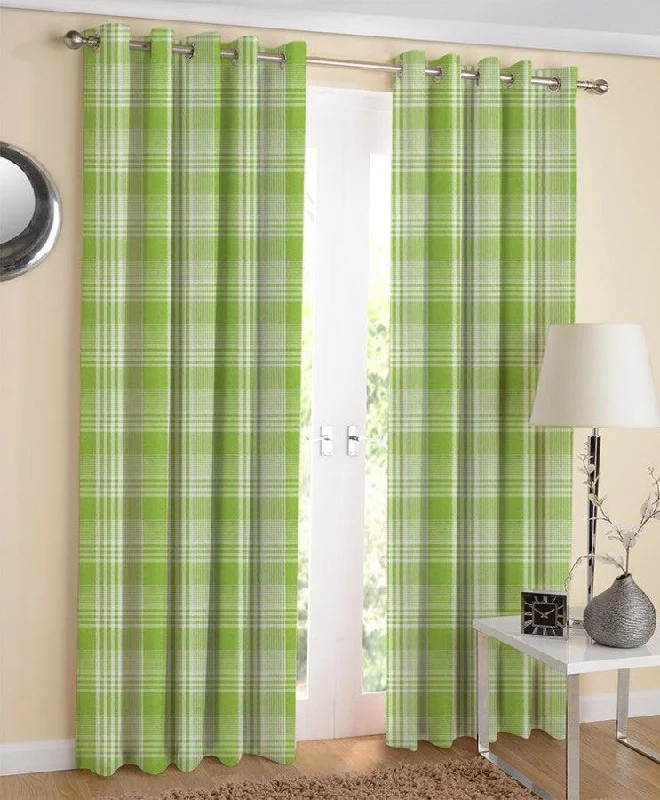 Cotton Track Dobby Green 7ft Door Curtains Pack Of 2