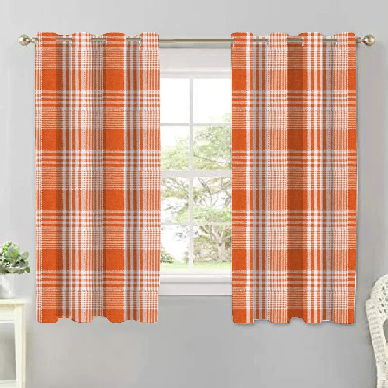 Cotton Track Dobby Orange 5ft Window Curtains Pack Of 2