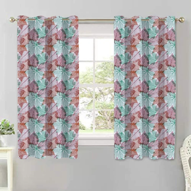 Cotton Vein Leaf 5ft Window Curtains Pack Of 2