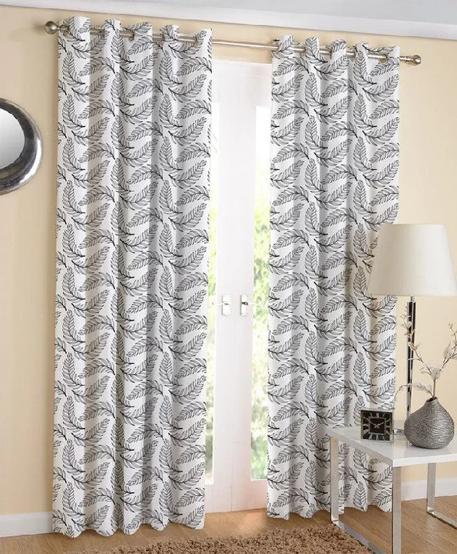 Cotton Wings Leaf 7ft Door Curtains Pack Of 2