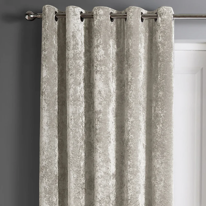 Intimates Crushed Velvet Eyelet Natural Door Curtain