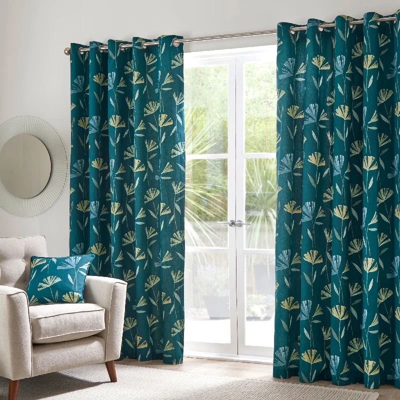 Dacey Pair of Eyelet Curtains by Fusion in Teal