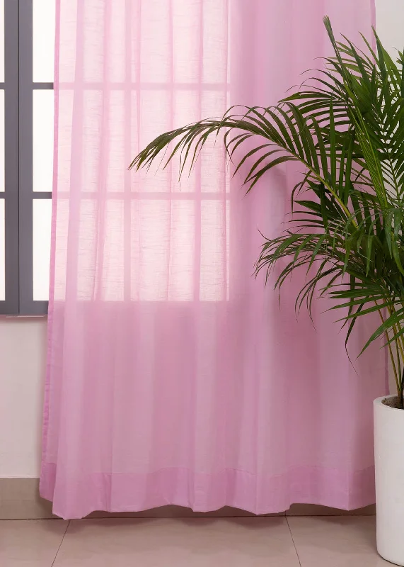 Solid Lavender sheer 100% cotton plain curtain for Living room & bedroom - Light filtering - Pack of 1