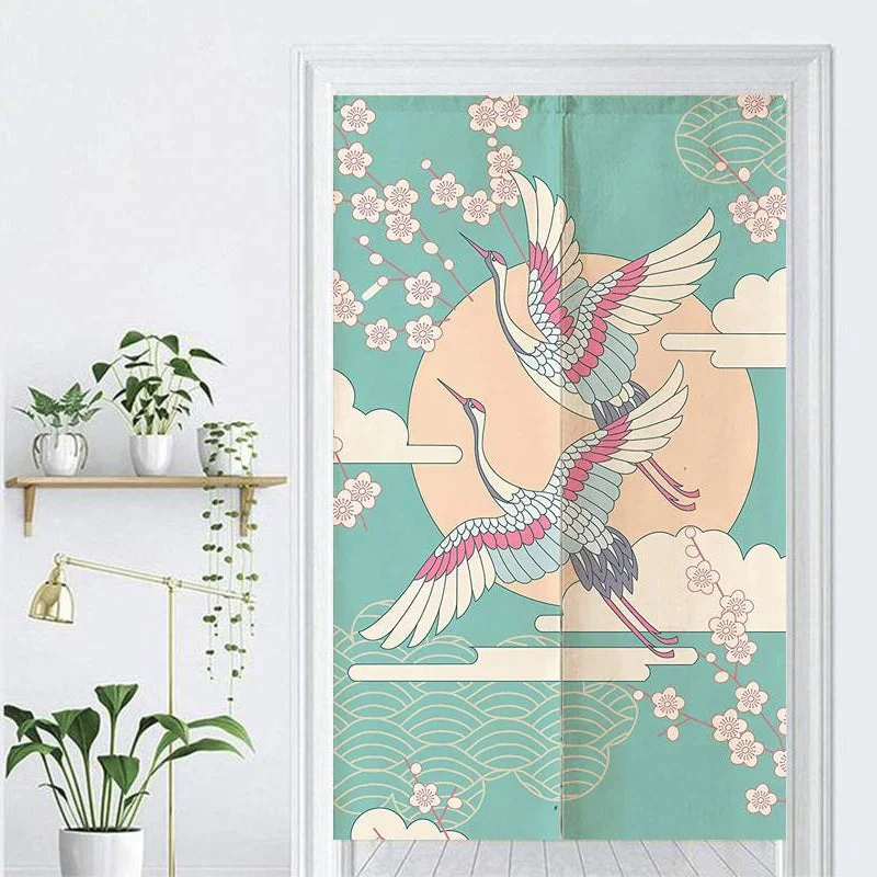 Flying Cranes Noren Doorway Curtain