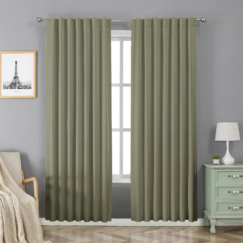 Joydeco 100% Blackout Curtains Olive Branch