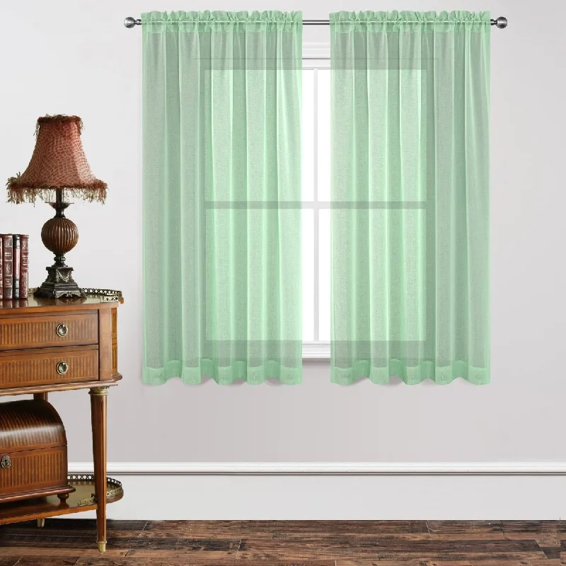 Joydeco Mint Green Sheer Curtains - 2 Panels, Rod Pocket