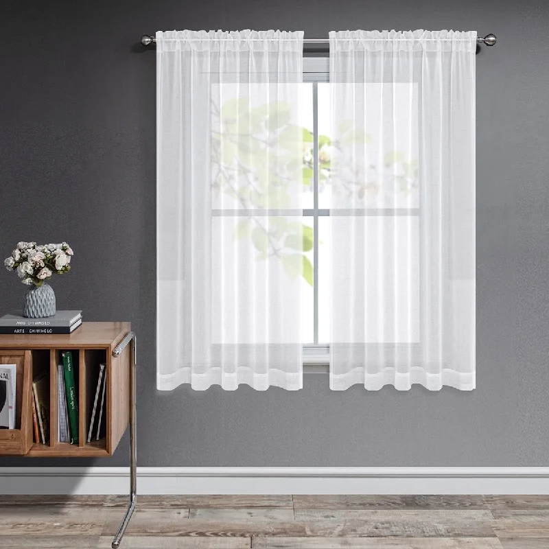 Joydeco Off White Sheer Curtains - 2 Panels, Rod Pocket