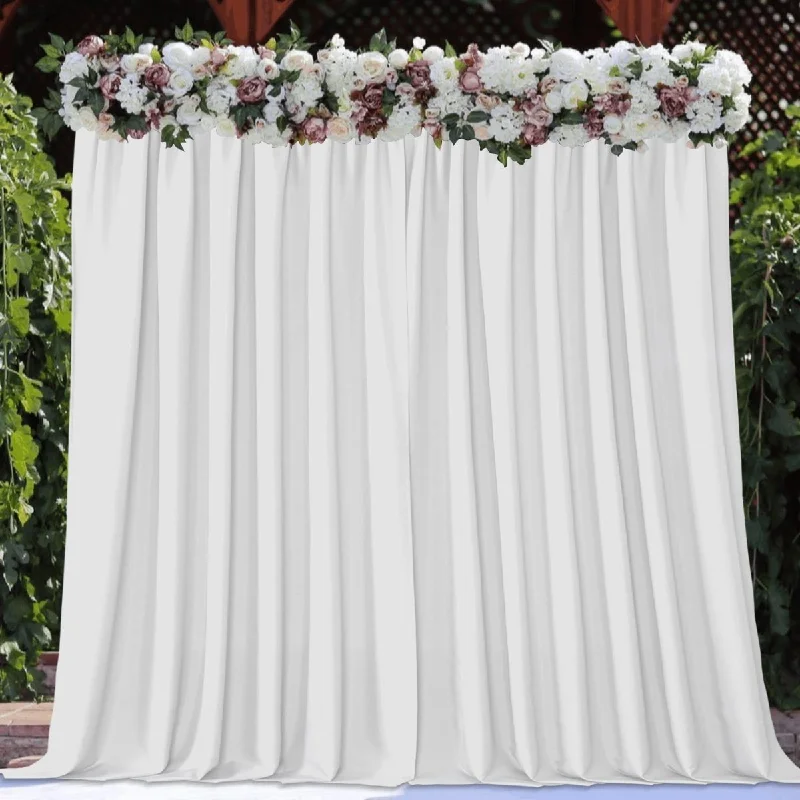 Joydeco White Backdrop Curtains for Wedding Parties and Photo Backdrop