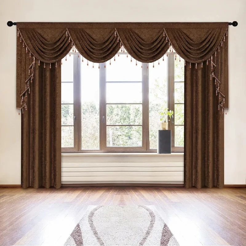 Mila Classic Plain Velvet Valance - Dark Brown