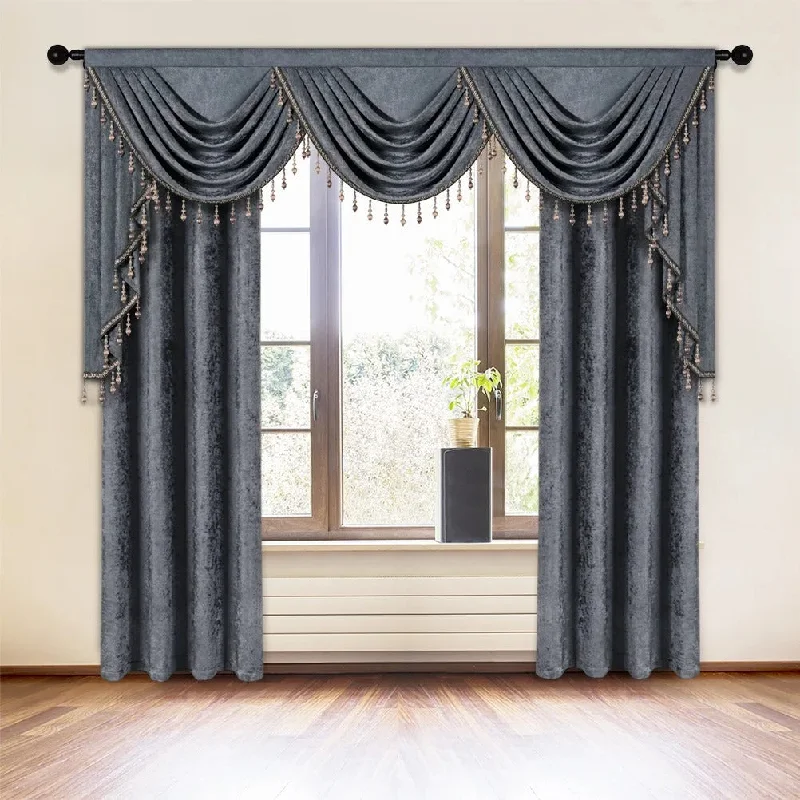 Mila Classic Plain Velvet Valance - Gray