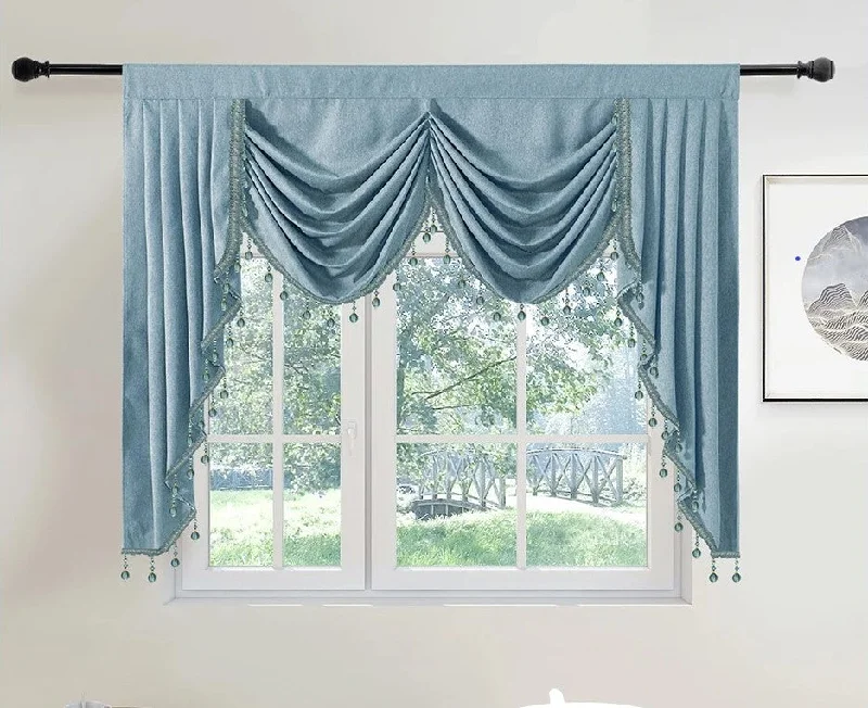 Mila Classic Plain Velvet Valance - Light Blue