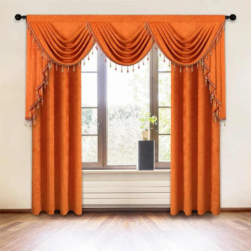 Mila Classic Plain Velvet Valance - Orange