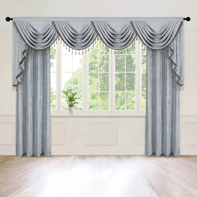 Mila Classic Plain Velvet Valance - Silver