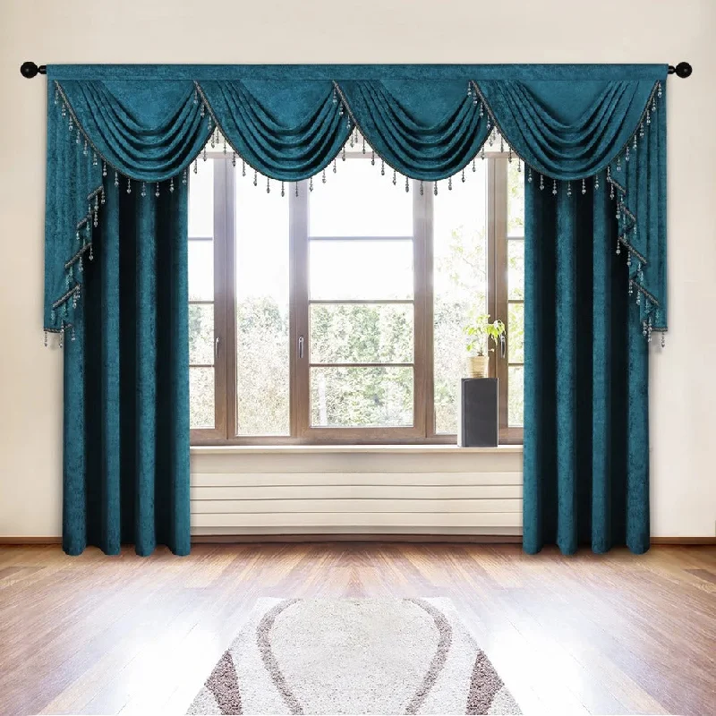 Mila Classic Plain Velvet Valance - Teal