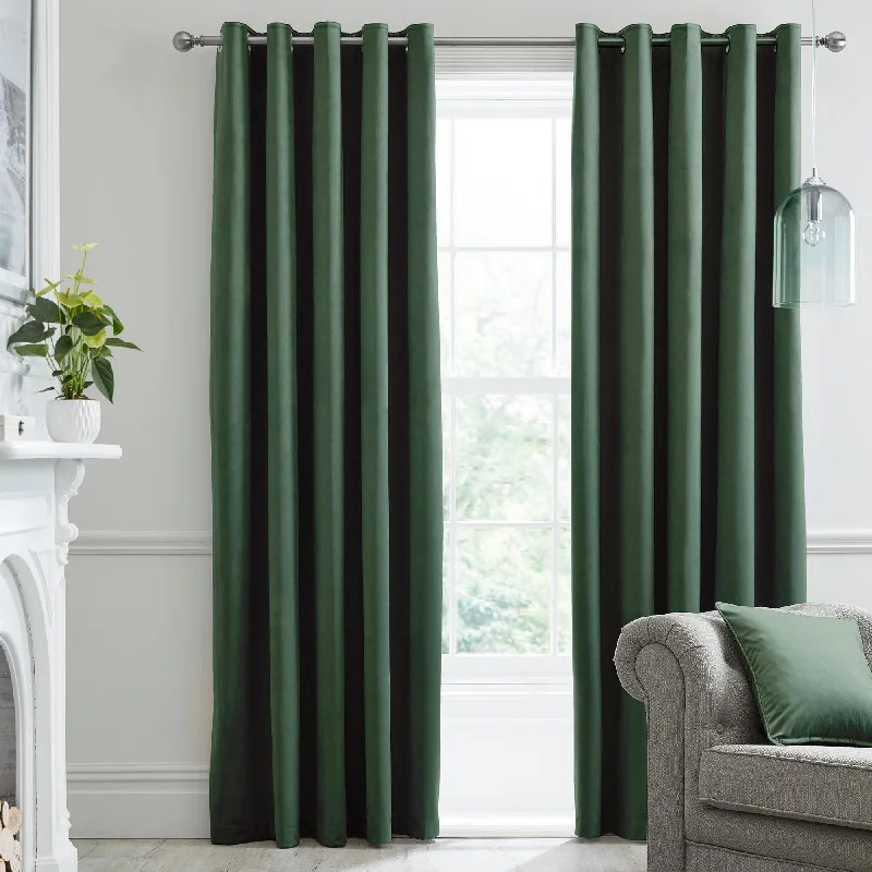 Montrose Pair of Eyelet Curtains by Laurence Llewelyn-Bowen in Bottle Green