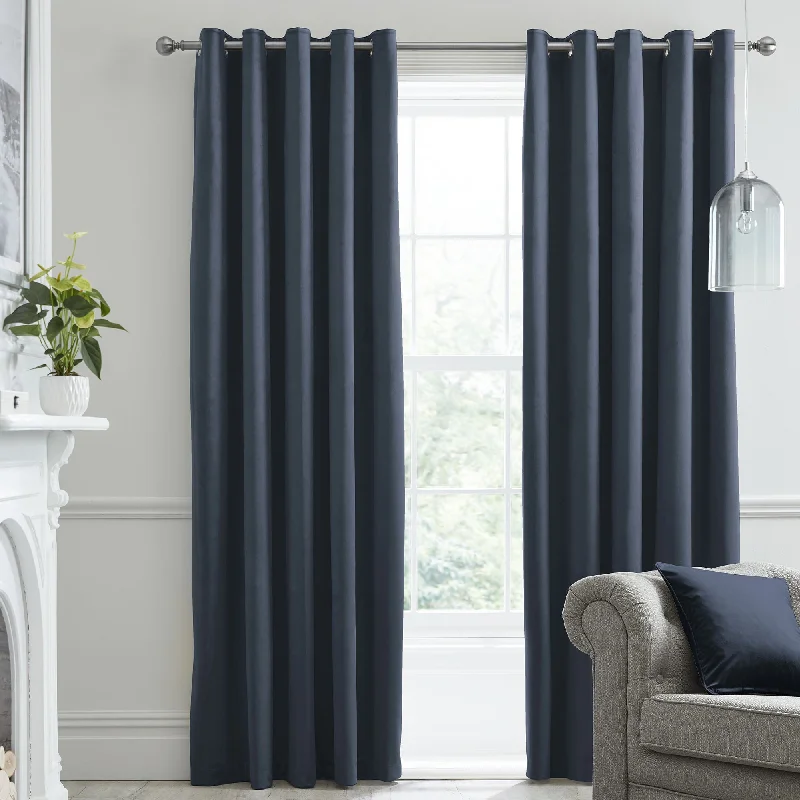 Montrose Pair of Eyelet Curtains by Laurence Llewelyn-Bowen in Navy