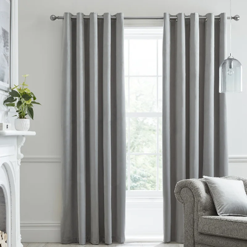 Montrose Pair of Eyelet Curtains by Laurence Llewelyn-Bowen in Silver