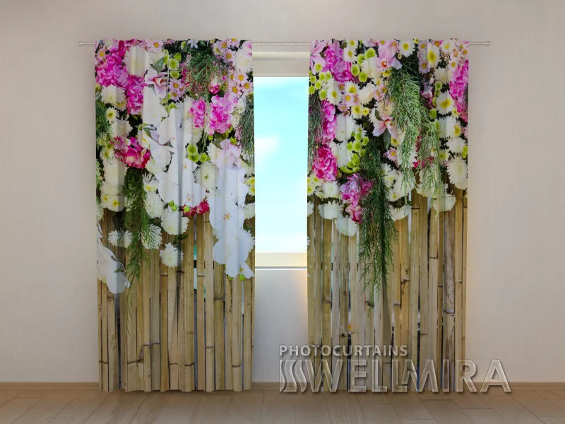 Photo Curtain Flowers on Bamboo