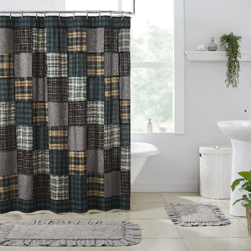 Pine Grove Patchwork Lined Shower Curtain