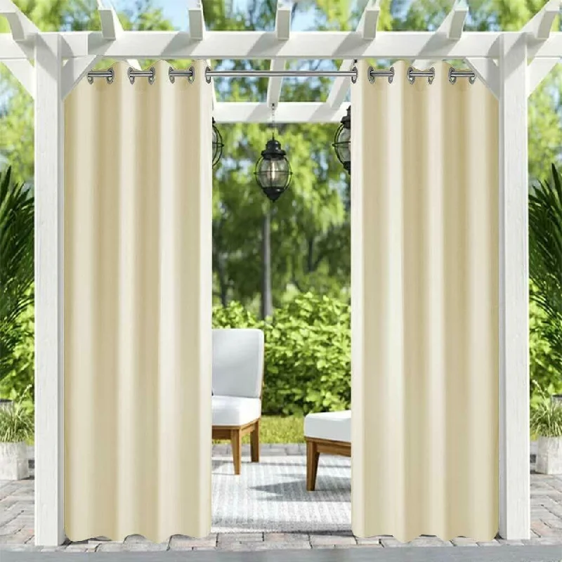 Pro Space Waterproof Outdoor Curtains Patio Privacy Drape Thermal Insulated with Grommets - W50xL84 Inch