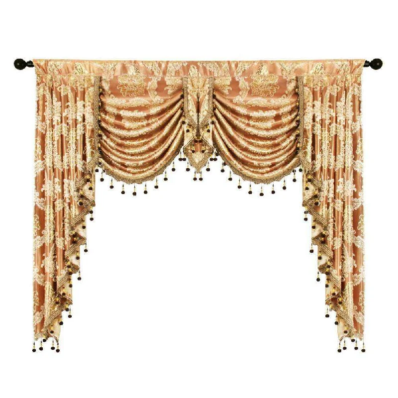 Rémy European Jacquard Flower and Leaves Valance - Brown