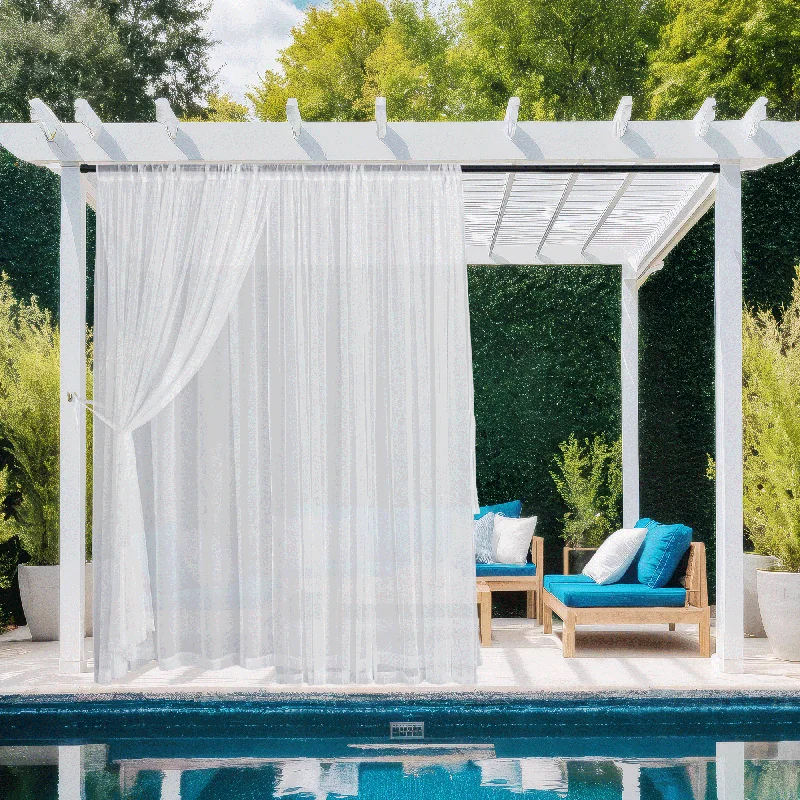 RYB HOME Mesh and Voile Sheer Custom Curtains for Outside Patio