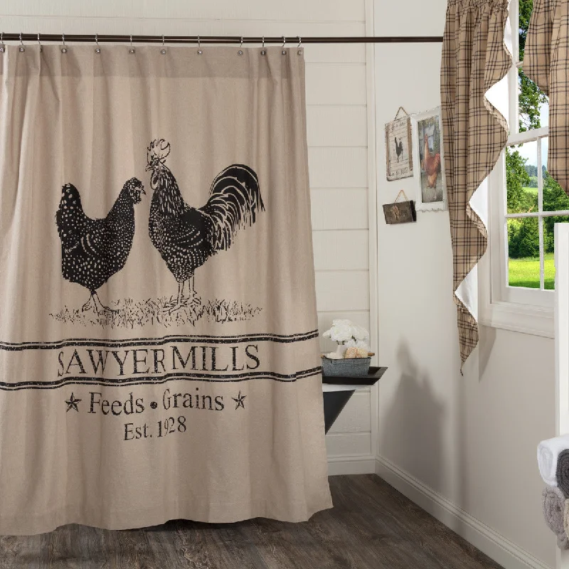 Sawyer Mill Charcoal Poultry Shower Curtain 72x72