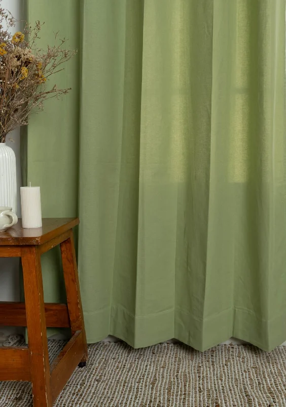 Solid Leaf Green 100% cotton curtain for living room and bed room - Room darkening - Leaf green