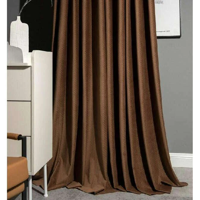 Taylor H. Luxury Jacquard Velvet Woven Design Curtains - Maple Brown