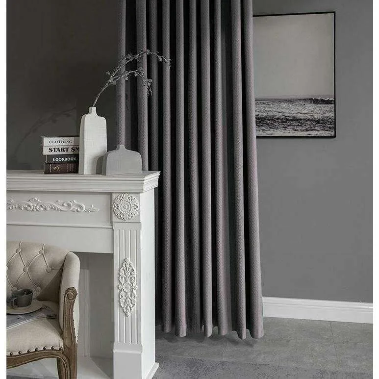 Taylor H. Luxury Jacquard Velvet Woven Design Curtains - Violet Gray