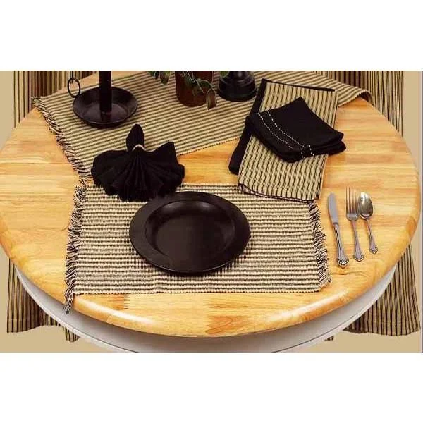 Black Nutmeg York Ticking Placemat Set Of Six PM880011