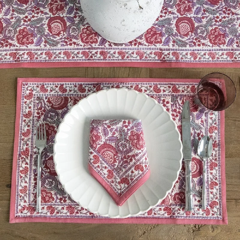 Bohemian Floral Dusty Rose Placemat | Set of 4