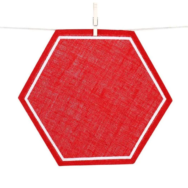 Coral Framed Hexagon Jute Placemat | Set of 4