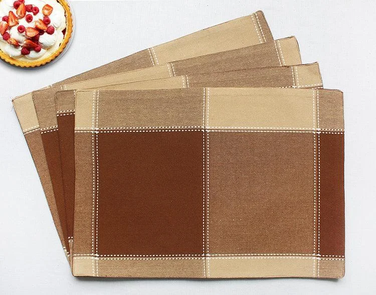 Cotton 4 Way Dobby Brown Table Placemats Pack Of 4