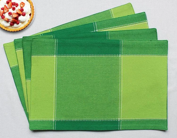 Cotton 4 Way Dobby Green Table Placemats Pack Of 4