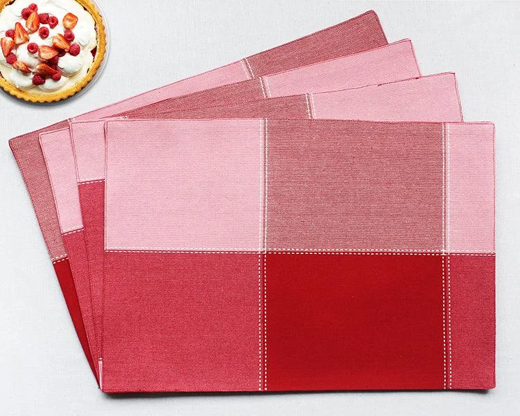 Cotton 4 Way Dobby Red Table Placemats Pack Of 4