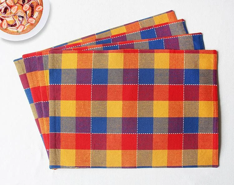 Cotton Adukalam Check Table Placemats Pack Of 4