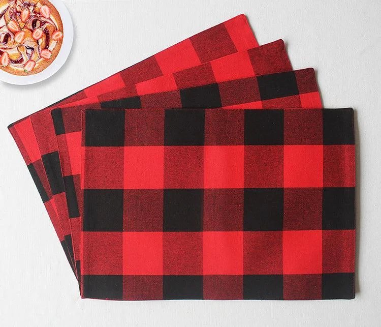 Cotton Big Check Table Placemats Pack Of 4