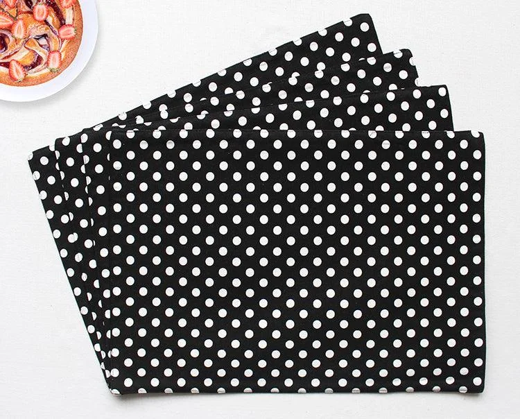 Cotton Black Polka Dot Table Placemats Pack Of 4