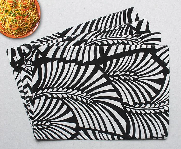 Cotton Black Zebra Table Placemats Pack Of 4